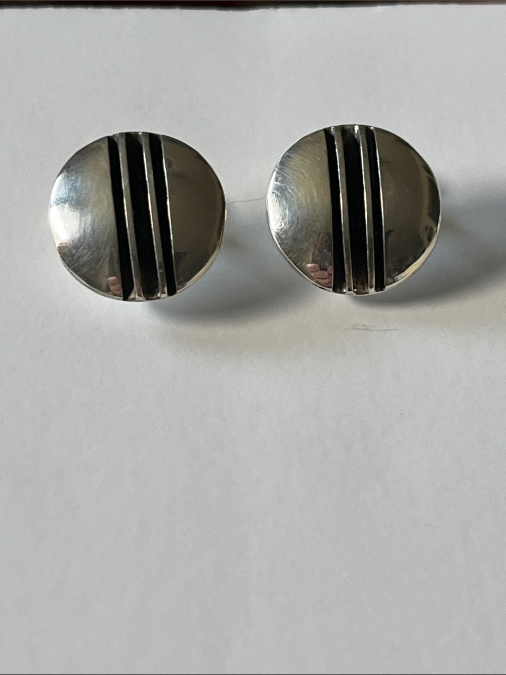 Vintage Yazzie Johnson Sterling Silver Round Dome Earrings  Navajo Southwest